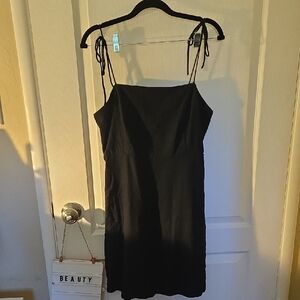 Old Navy Black Midi Linen Dress